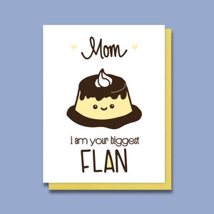 Lustige Letterpress Karte für Mama - Muttertagskarte von Tochter Sohn Kind Kind - Punny Flan Mama Karte - Größter Fan - Umweltfreundliche Option A2