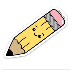 Cute Pencil Sticker - Kawaii Matte Vinyl - Water Bottle Decal - Laptop - Back to School Planner - Student Teacher Fun - Bullet Journal