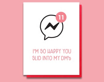 Slid Into My DMs Letterpress Card - Dating Anniversary - New Love - Situationship Relationship - Funny Valentine's Day Card - Online Dating