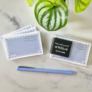 Conjunto de 60 mini cartões de anotações - Cartões planos com carimbo Periwinkle - Bilhetes de amor - Mini cartões - Cartões de anexo - Bilhetes de almoço - Lembretes - Marcadores de página