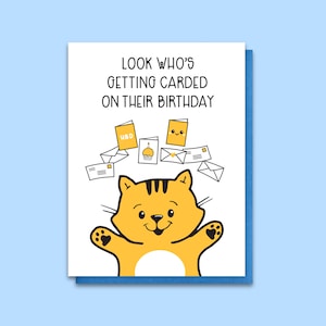 Carte d'anniversaire chat - amoureux du courrier postal - chaton rigolo - accro au collectionneur de papeterie - obtenir une carte le jour de l'anniversaire - collègue - emballage respectueux de l'environnement