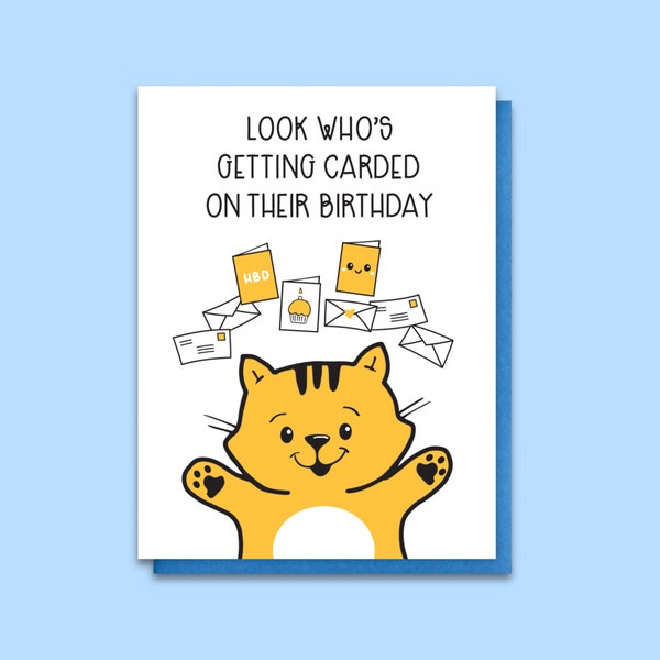 Cat Birthday Card - Snail Mail Lover - Funny Kitty - Stationery Hoarder Addict - Getting Carded on Bday - Co-Worker - Eco-Friendly Packaging