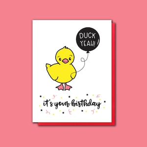 Lustige Geburtstagskarte - Duck Quiet - Süßes Vogel Wortspiel - Handgemachte Illustration - Festliche Bday Karte für BFF Bestie Freund Coworker - Ohne Fluchen A2