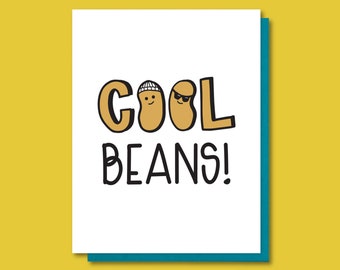 Cool Beans Letterpress Card - Funny Sayings - Congratulations - Cute Beanie - Friend Coworker Bestie BFF - Eco-Friendly Packaging Option A2