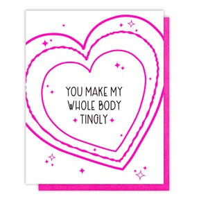 Dating Jahrestag - Twin Flame Letterpress Karte - Tingly Heart Body - Ich mag, Liebe, Lust Dich - Situation und Beziehung - Provokativ - A2
