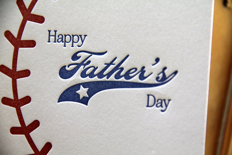 Letterpress Baseball Father's Day Card Sports Stitching | Etsy