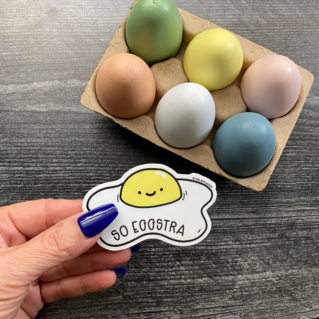 Funny Egg Sticker - so Eggstra Vinyl - Cute Water Bottle Decal - Laptop ...