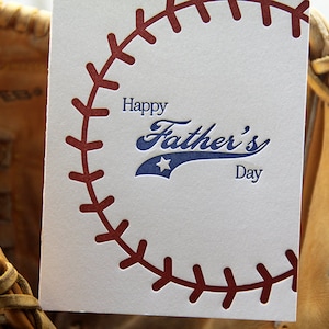 Letterpress Baseball Card - Father's Day Card - Sports Fan - Dad Card for Husband - Card for Him - Ball Stitching - Go Team Pop - Daddio Mitt A2