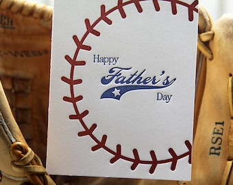 Letterpress Baseball Card - Father's Day Card - Sports Fan - Dad Card for Husband - Card for Him - Ball Stitching - Go Team Pop - Daddio A2