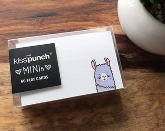 Mini Notecard Set of 60 - Llama Flat Cards - Lunch Notes - Alpaca Mini Cards - Enclosure Cards - Tiny Bookmarks - Little Reminders