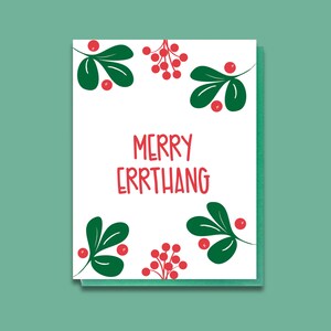 Cartão de Natal engraçado - Merry Errthang - Letterpress de Natal - Presente de Natal 2024 - Cartão para amigo - Cartão para colega de trabalho - Cartões de felicitações