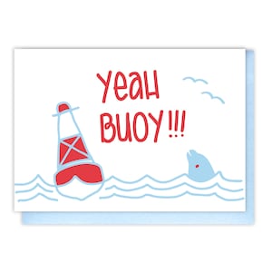 Lustige 90er Jahre Throwback Karte - PunnyYea Buoy Letterpress Karte - Für Jungs - Es ist ein Junge Wortspiel - Silly Baby Ankündigung - männlicher Geburtstag - Delfin