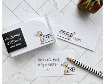 Mini Notecard Set of 60 - Dachshund Wiener Dog Flat Cards - Lunch Notes - Little Doxie Cards - Enclosure cards - Gifts for Her - Reminders