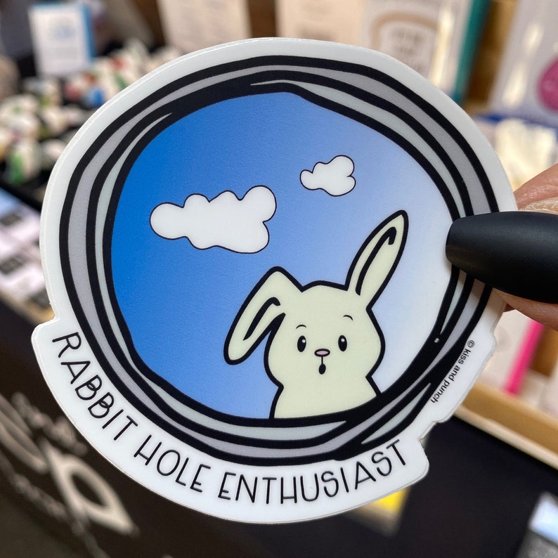 Konspirationsteoretiker-klistermärke - Kaninhålsentusiast - Vattenflaskdekal - Laptop - Planner Diecut Vinyl - Bullet Journal - 3-tums klistermärke bild 4