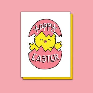 Bonita tarjeta tipográfica con forma de huevo de Pascua - Dulce pollito - A2 - Vacaciones de primavera - Felicitación hecha a mano - Artículos de papel - Opción de embalaje ecológico