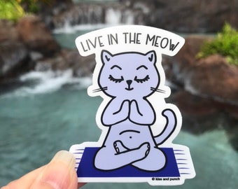 Zen Cat Sticker - Cute Yoga Sticker - Water Bottle Sticker - Laptop Sticker - Planner Sticker - Bullet Journal - 3 Inch Sticker - Meditate