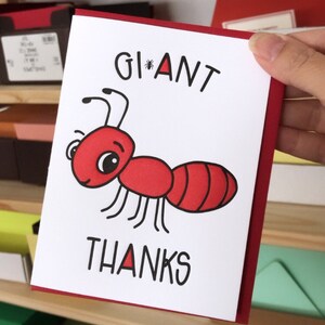 Funny Thank You Ant Letterpress Card Gi-Ant Thanks Ant Pun Punny Thank You Card for Girlfriend Thanks for Hosting Bestie A2 image 2