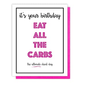 VENDA - Cartão de aniversário com letras engraçadas de carboidratos - Calorias não contam - Foodie - Aproveite seu aniversário - Dia da trapaça - Amigo, marido, esposa, colega de trabalho
