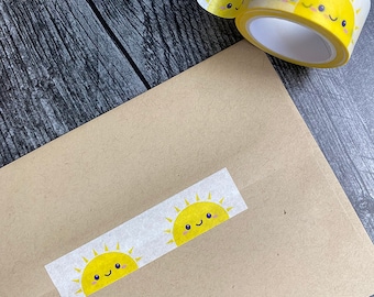 Kawaii Sunshine Sun Washi Tape - Bullet Journal - Planner Stationery Flair - Paper Tape - Gift Wrap - Gifts Under 10 - Scrapbook