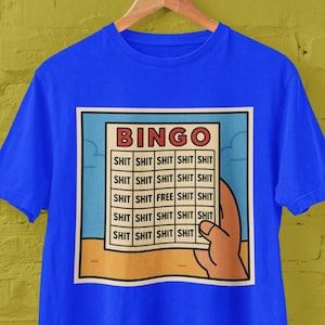 Camiseta con tarjeta de bingo "All Sh*t" / Camiseta divertida con parodia de bingo / Camiseta gráfica con humor sarcástico