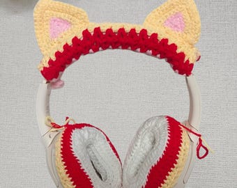 Crochet Headphone Cover: Colorful Cat Ear Cushions, Scratch Protection