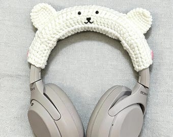 Crochet Bear Headphone cover, Headset headband cover, Custom colour