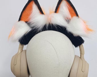 Plush Fox Ear Headphone Cover, Handmade Headset Accessory