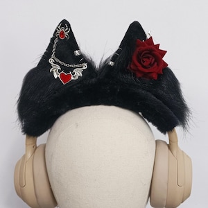 Gothic Headphone Cover, Headset accessories, Handmade Rose Spider Ear Decoration Headset Headband for AirPods Max, Sony, Beats, Bose, Gifts