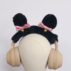 Plush bear ear bow headphone cover, for Sony XM4, XM5, Airpods max cover, Cute headphone cover, headset headband cover, Personalized Gift