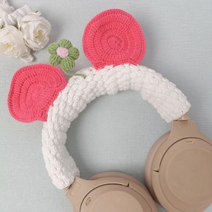 Crochet Ears Flowers Headphone Accessory, for AirPods Max, Sony, Bose, Beats, Sennheiser, Razer, Logitech, Headphone Headband Cover