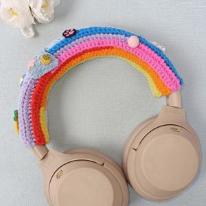 Rainbow Headphone headphband Cover, Crochet headphone cover, Headphone attachment, for Sony,Bose, Beats, Sennheiser, Logitech, Razer
