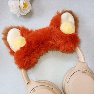 Cute Fox Headphone Cover, for AirPods Max, Sony, Bose, Beats, Sennheiser, Razer, Logitech - Kawaii Plush Headband Protector cover, Gifts