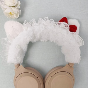 Cute Kitty Headphone Cover, Fluffy Cat Ear Headphone headband cover, Headphone Accessories for Sony XM4, XM5, Airpods max, Bose