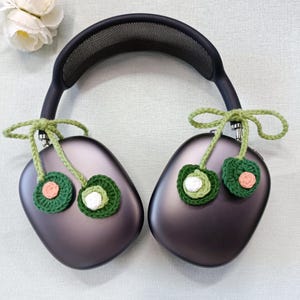 Crochet Green Plants Headphone Accessory, Adorable Headphone Accessories, Airpods max Accessories, Headphone Decor, Personalized Gift