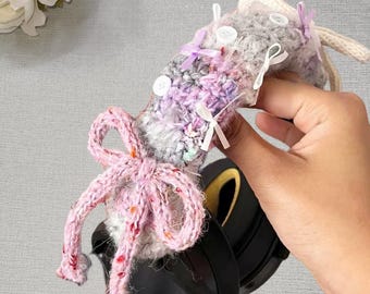 Bow Plush Headphone Headband Cover: Crochet Airpods Max, Sony, Bose