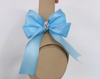 Handgemachte blaue Schleife Kopfhörer Accessoire, funkelndes Diamant-Dekor