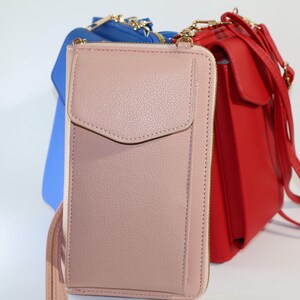 Stylische Crossbody-Handytasche mit Geldbörsenfach – Pink, Rot, Blau