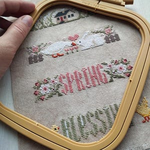 Spring Sampler Cross Stitch Chart Easter Cross Stitch Flower House Love ...
