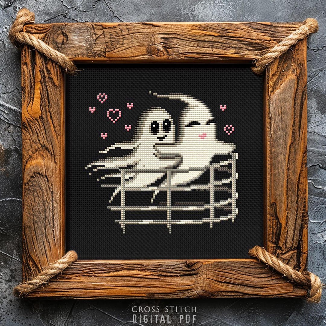 Ghosts in Love Cross Stitch Pattern PDF Cute Ghost Funny Cross Stitch ...