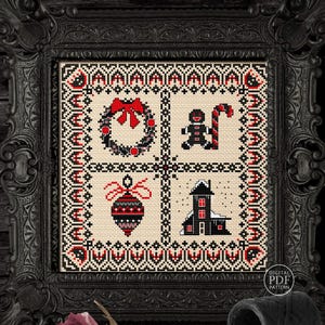 Gothic Christmas Cross stitch pattern Merry Christmas sampler Christmas gift for goth Winter Counted cross stitch chart PDF Digital download