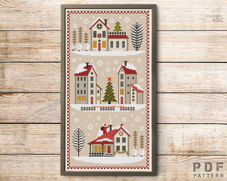 Winter Village Cross Stitch Pattern Merry Christmas Village Winter ...