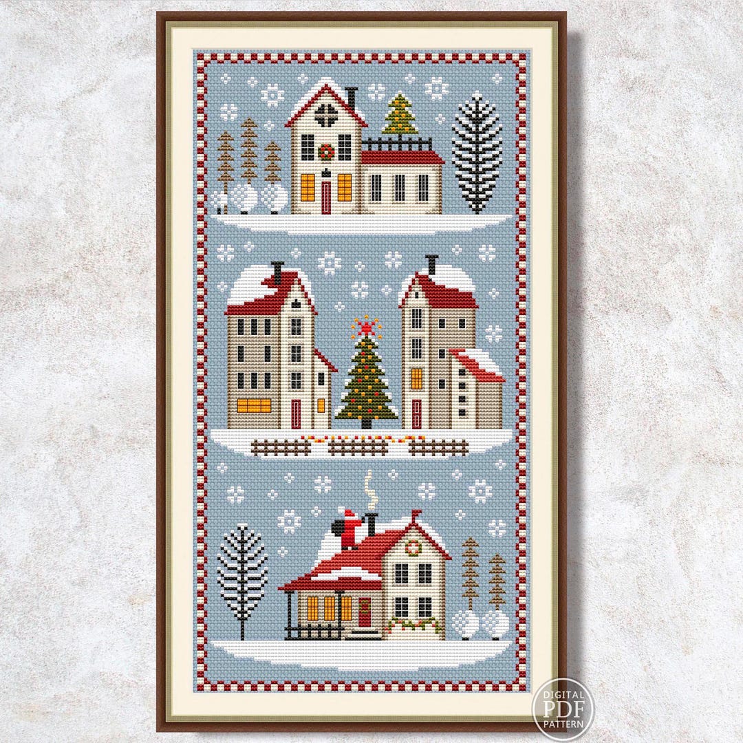 Winter Village Cross Stitch Pattern Merry Christmas Village Winter ...