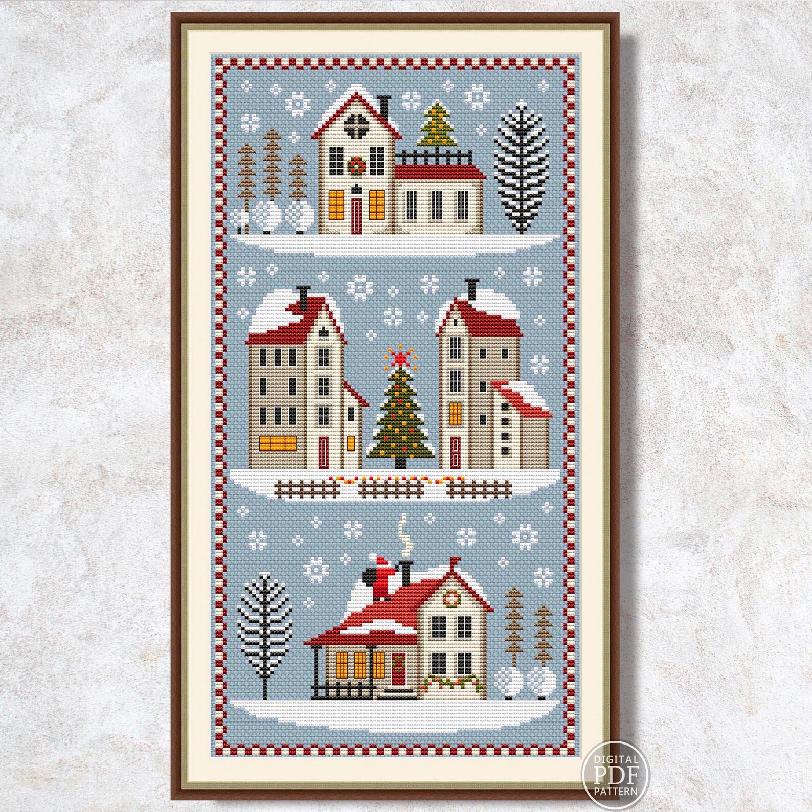 Winter Village Cross Stitch Pattern Merry Christmas Village Winter ...