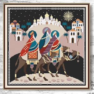 Cross stitch pattern Adoration of the magi Nativity scene Christmas Star of Bethlehem Counted cross stitch chart PDF file Instant download
