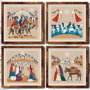 Cross stitch pattern Nativity set Star of Bethlehem Christmas embroidery design Winter cross stitch Counted cross stitch chart Digital PDF