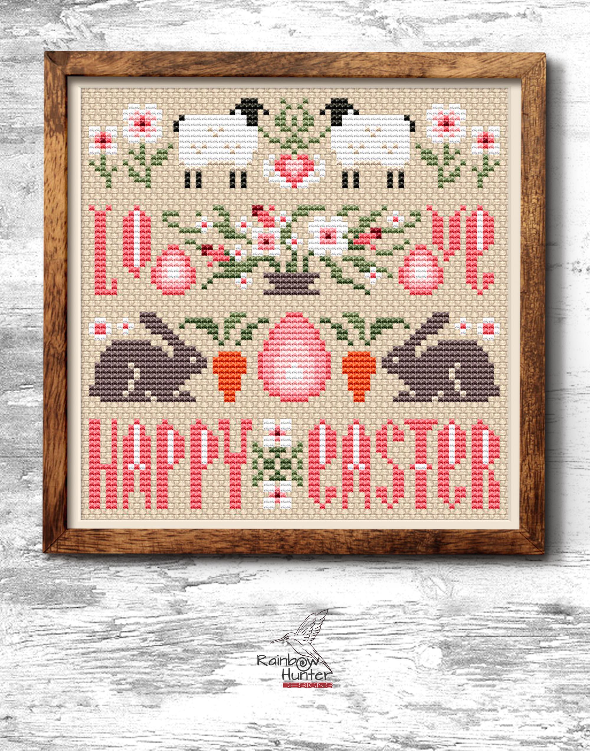 Easter Cross Stitch Pattern PDF Spring Sampler Cross Stitch Chart Love ...