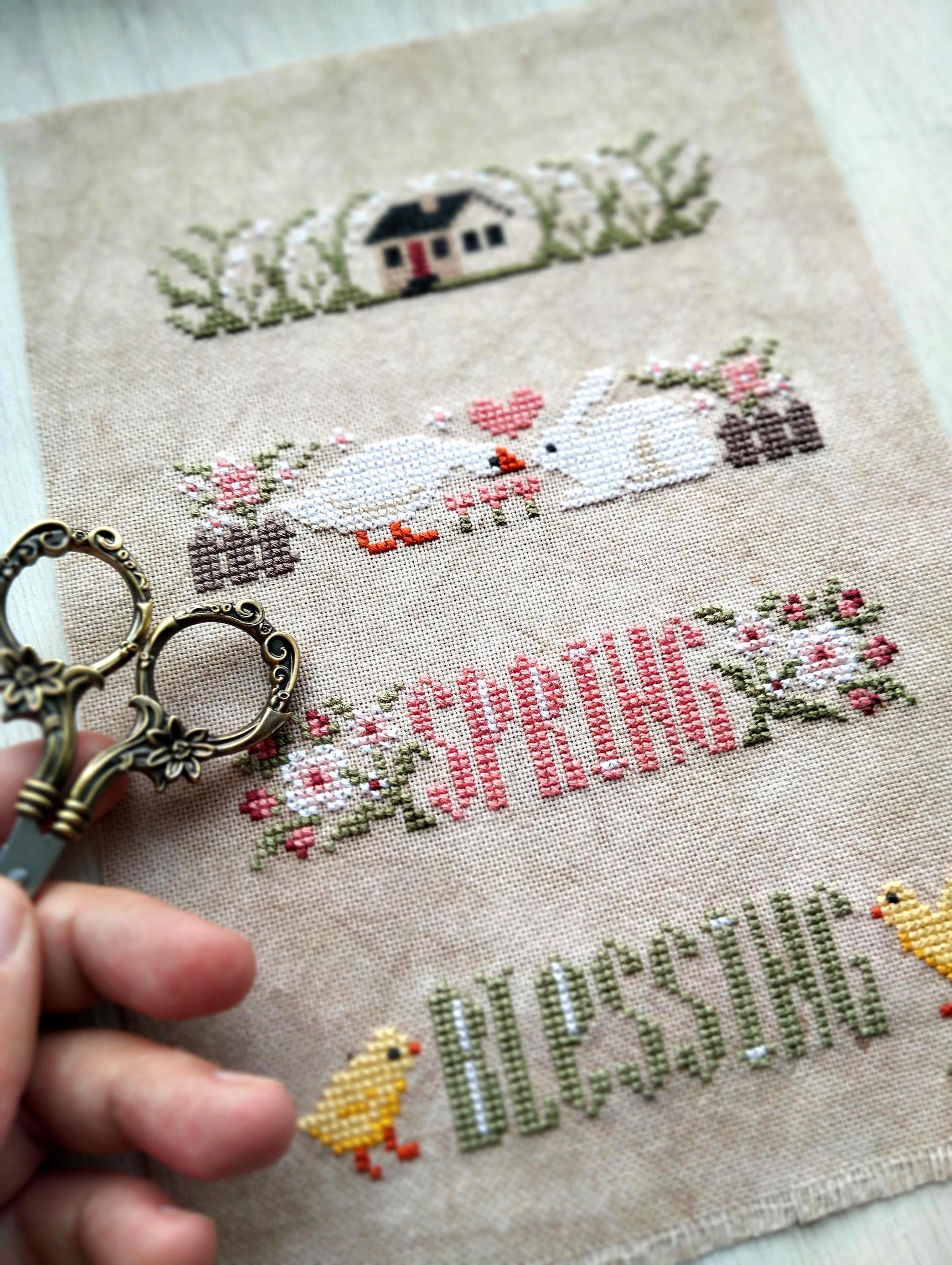 Spring Sampler Cross Stitch Chart Easter Cross Stitch Flower House Love ...