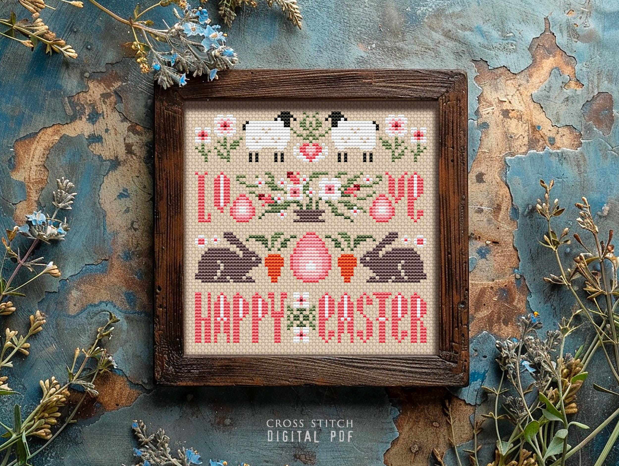 Easter Cross Stitch Pattern PDF Spring Sampler Cross Stitch Chart Love ...