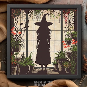 Cross Stitch Pattern Witch's Greenhouse Witchcraft Herbs stitching Counted cross stitch chart PDF Digital Download file