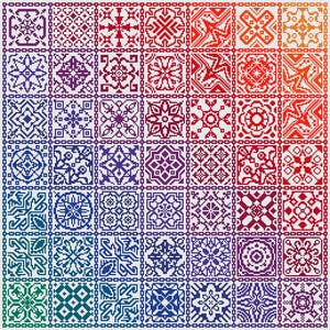 Patrón de punto de cruz iridiscente Muestrario de patchwork Adorno cuáquero Azulejo de arte popular Gráfico de punto de cruz Bordado simple Descarga digital en PDF